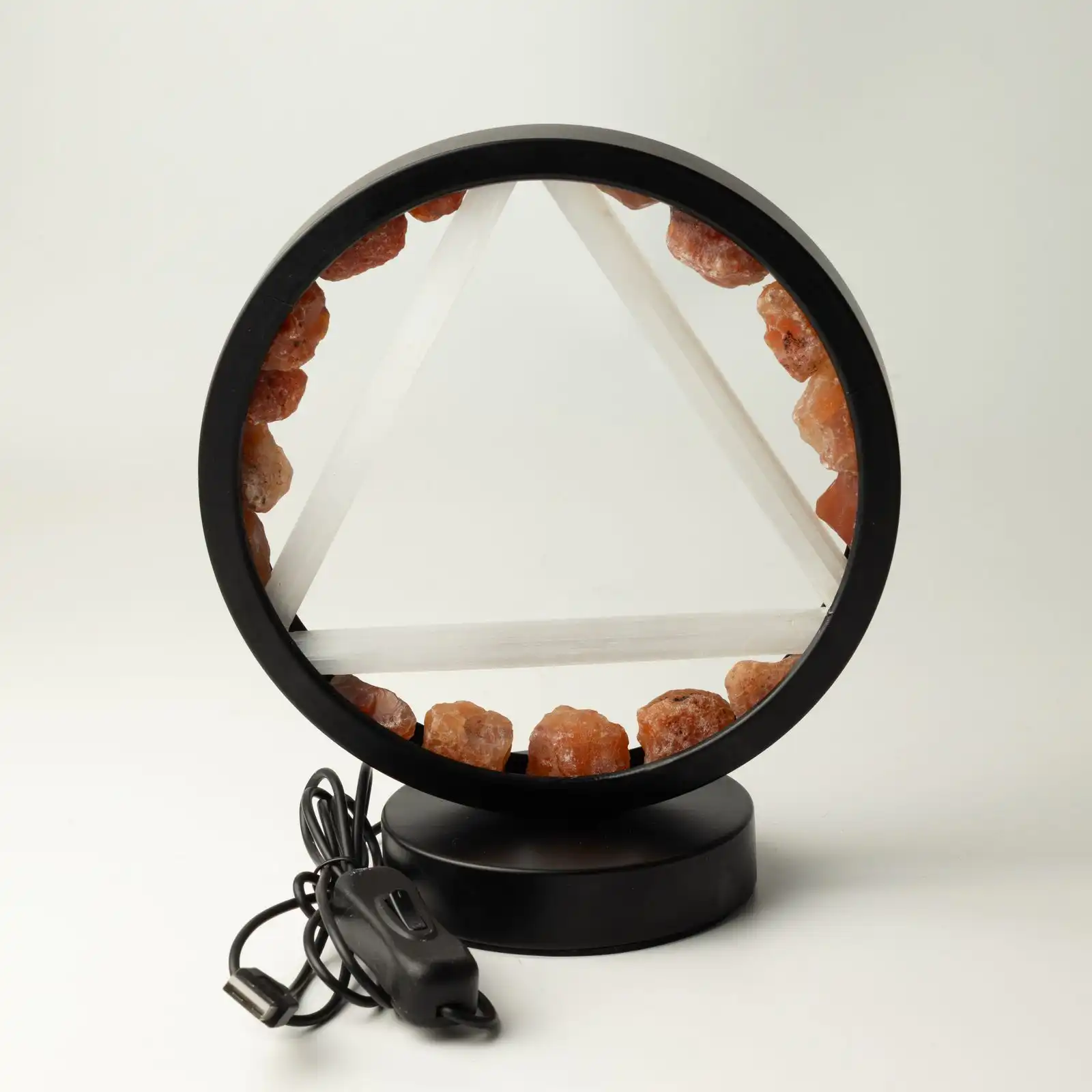 Gemstone Halo Lamp - Fire - Carnelian & Selenite
