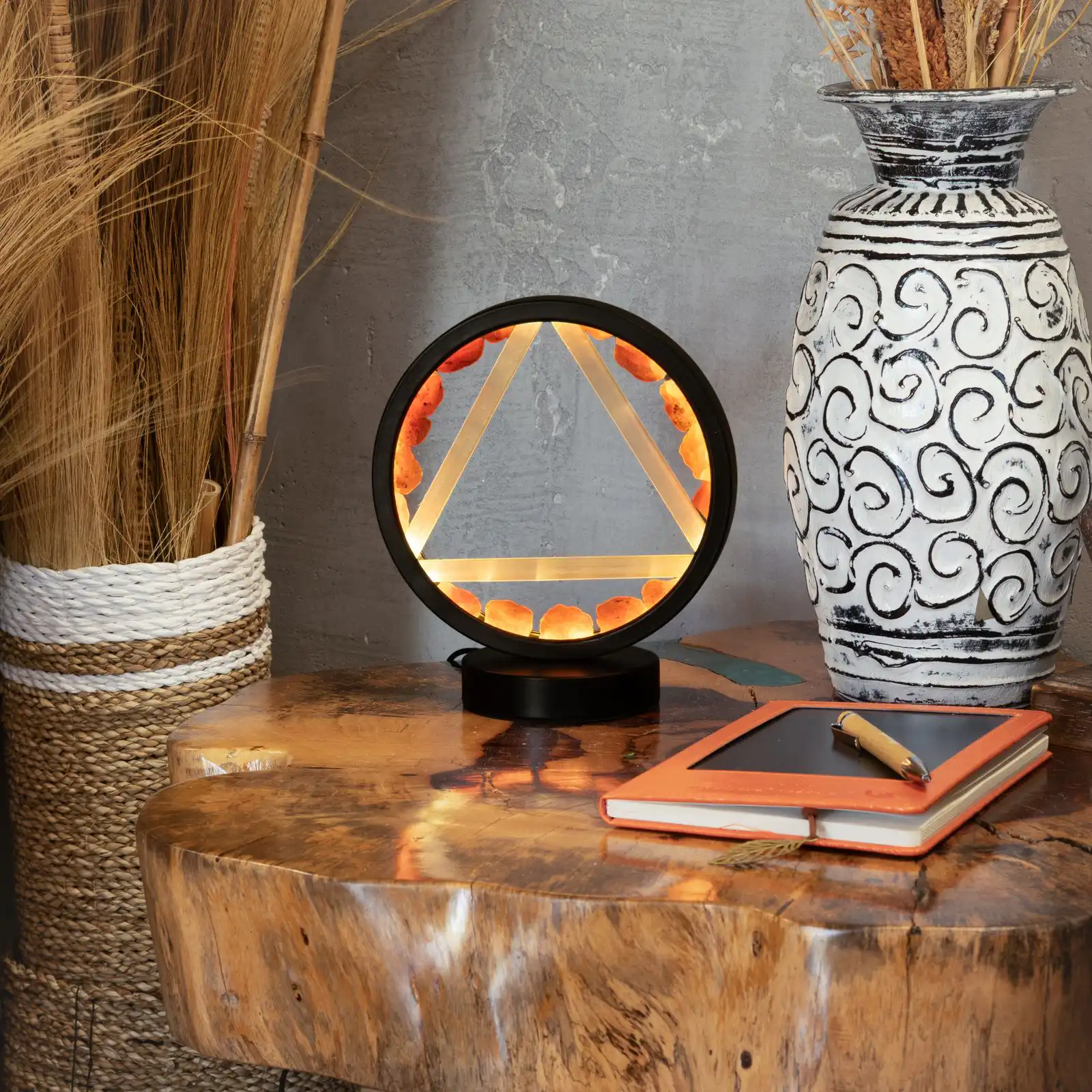 Gemstone Halo Lamp - Fire - Carnelian & Selenite