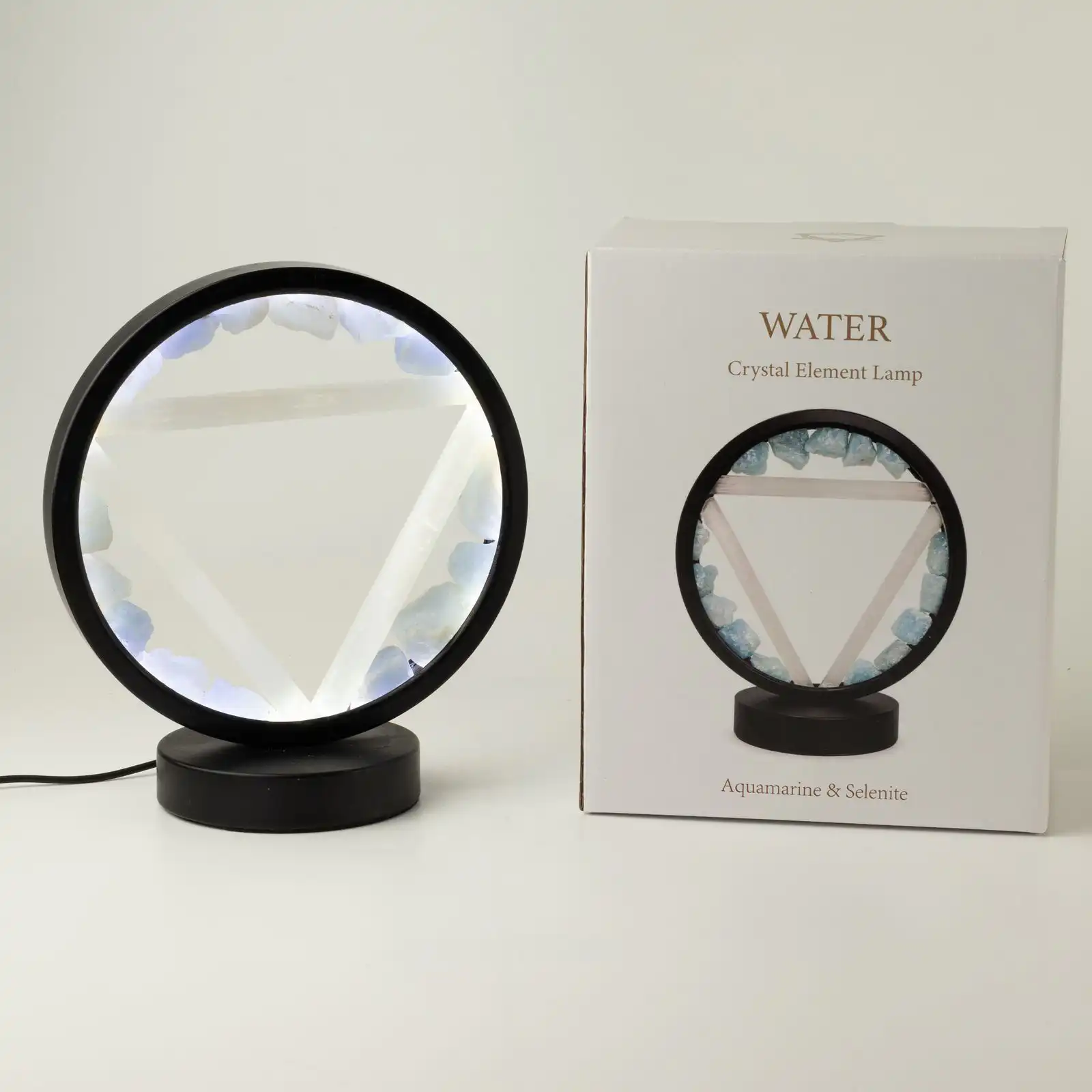 Gemstone Halo Lamp - Water - Aquamarine & Selenite
