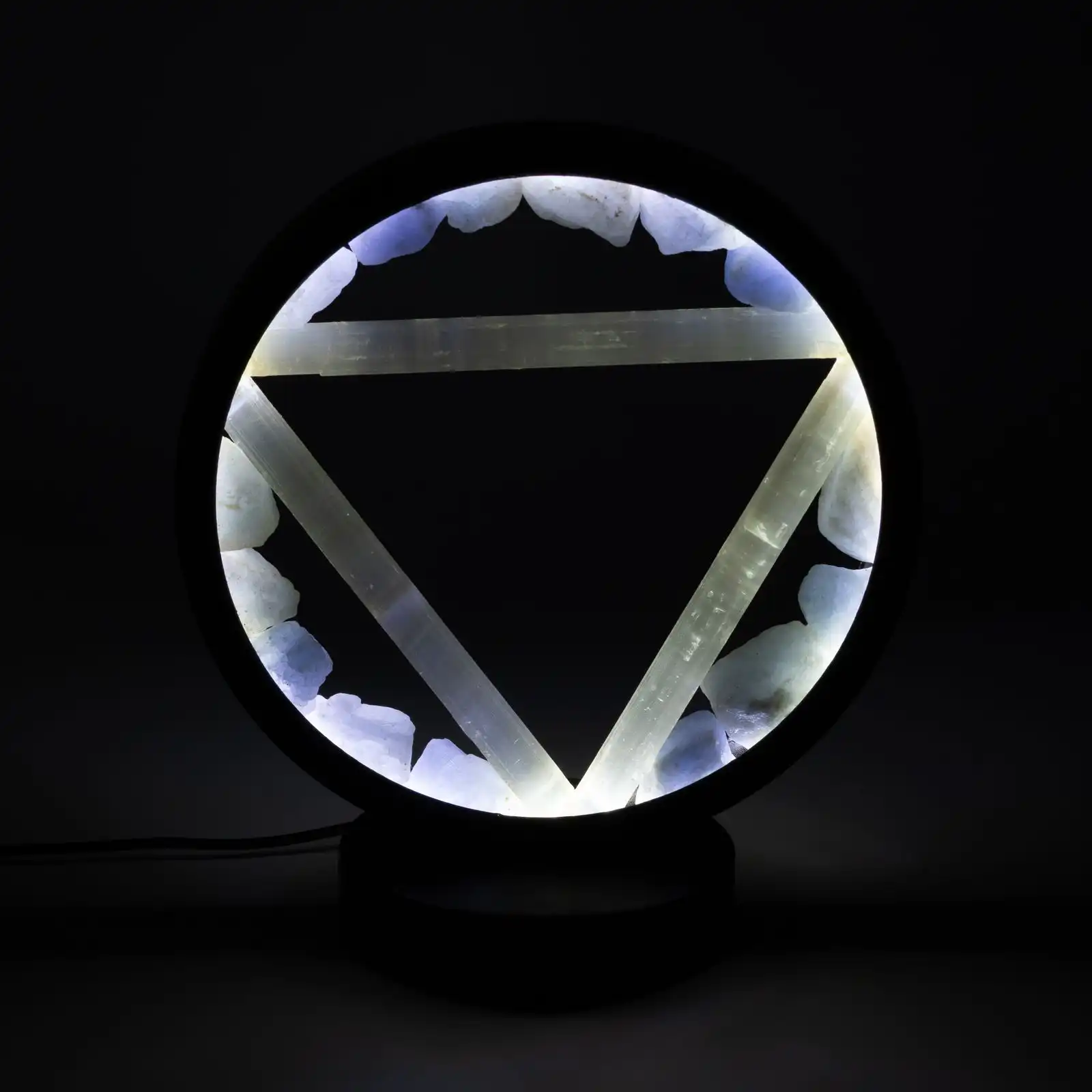 Gemstone Halo Lamp - Water - Aquamarine & Selenite