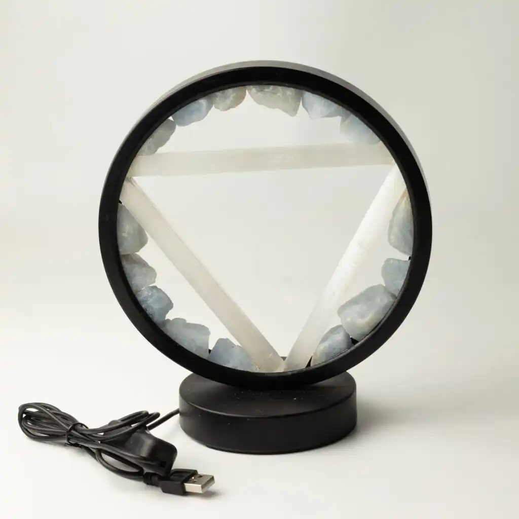 Gemstone Halo Lamp - Water - Aquamarine & Selenite