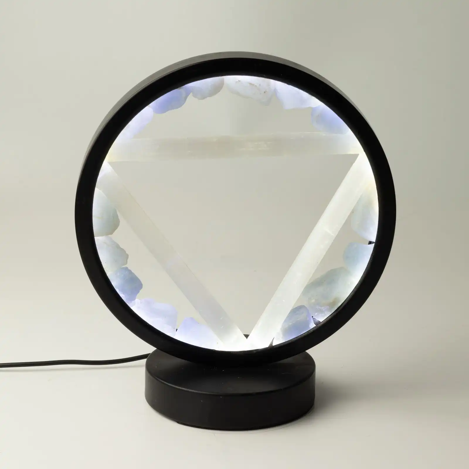 Gemstone Halo Lamp - Water - Aquamarine & Selenite