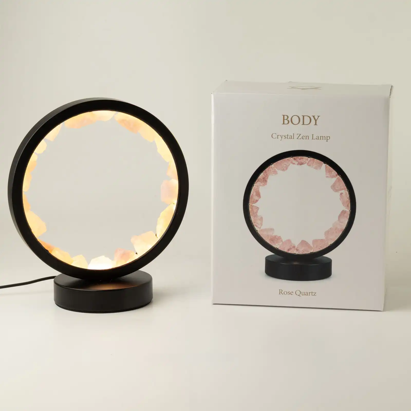 Gemstone Halo Lamp - Zen Body - Rose Quartz