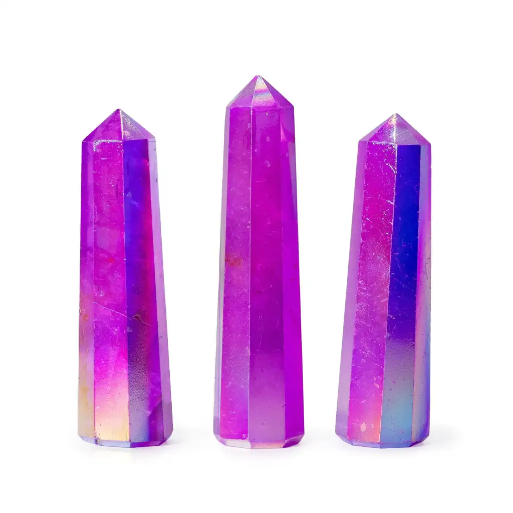 Gemstone Obelisk Point approx 9cm – Aurura Crystal Quartz – Purple | www.artisangoods.co.uk