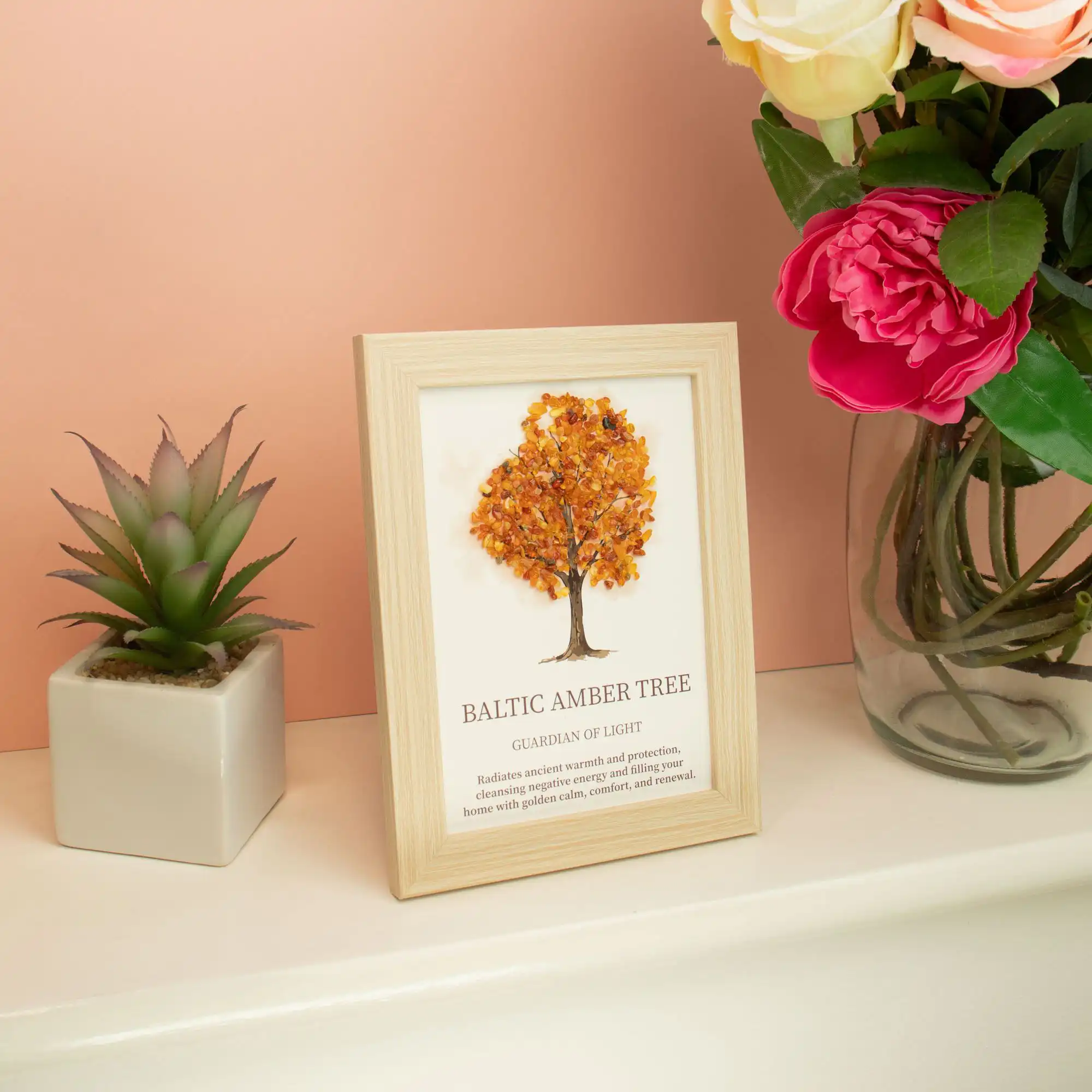 Gemstone Picture - Tree of Life - Baltic Amber (20x14.7x1cm)