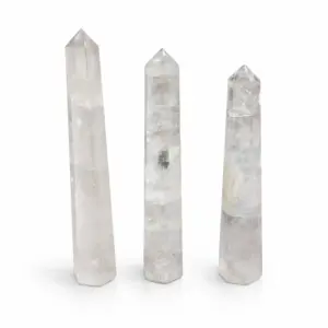 Gemstone Six Face Obelisk Poins approx 17cm - Rock Crystal