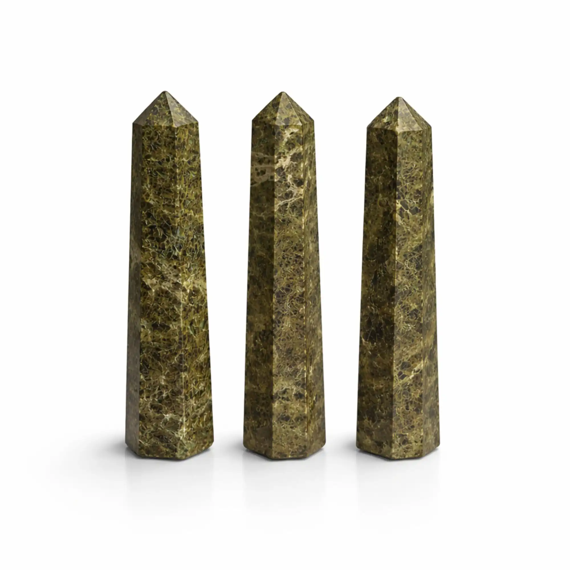 Gemstone Six Face Obelisk Point approx 11cm  - Epidote