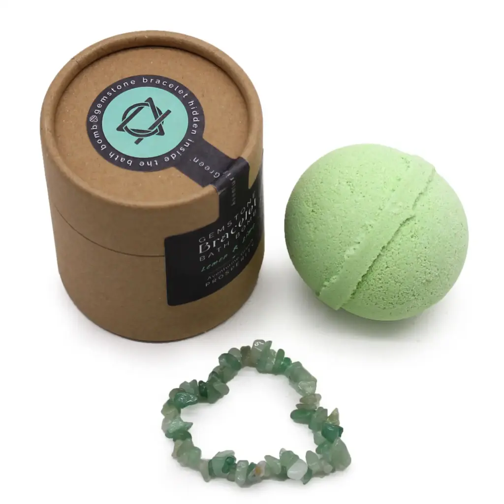 Green Aventurine Gem Bracelet Bath Bomb | www.artisangoods.co.uk