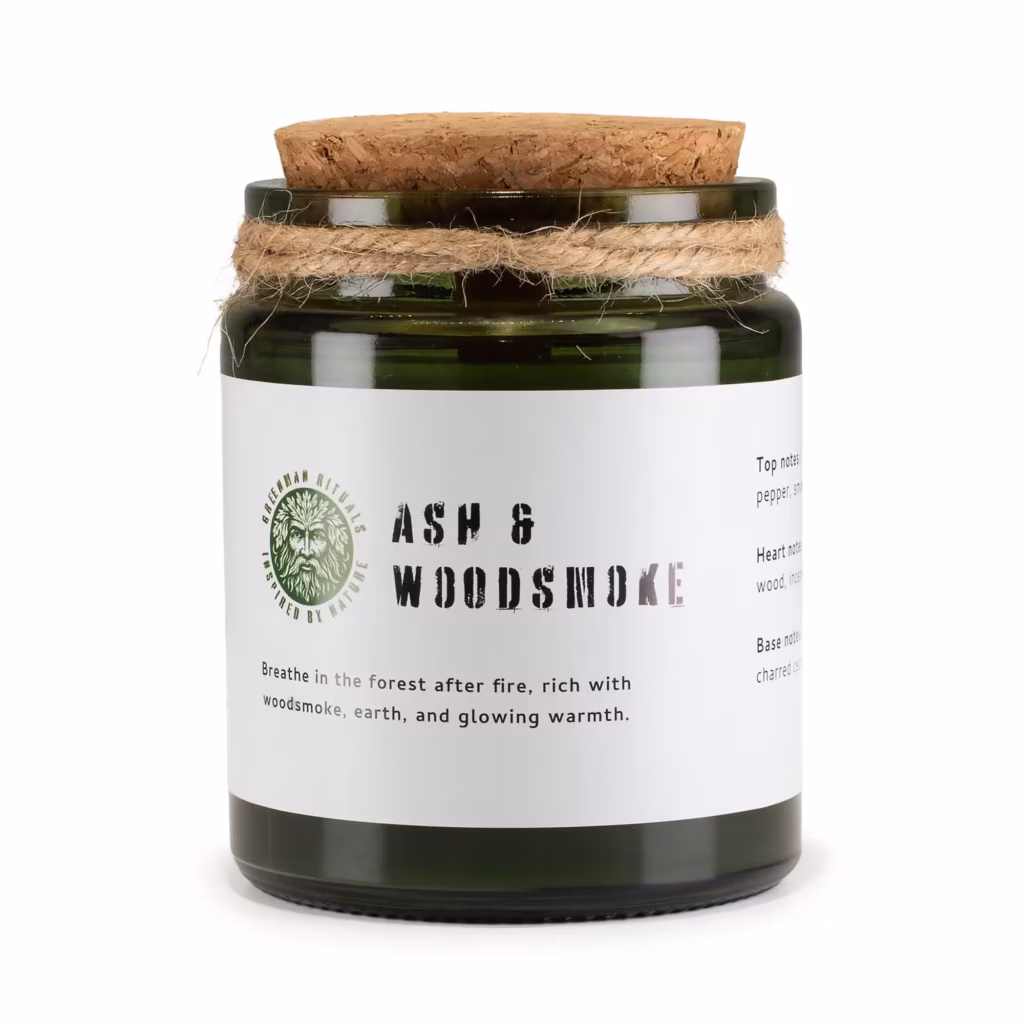 Greenman Woodwick Soy Candle – Ash & Woodsmoke | www.artisangoods.co.uk