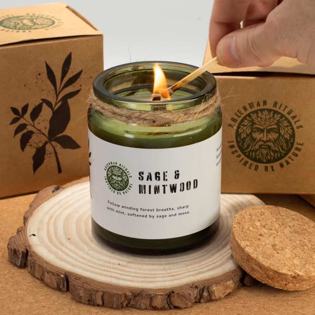 Greenman Woodwick Soy Candle – Leaves & Linen | www.artisangoods.co.uk 6