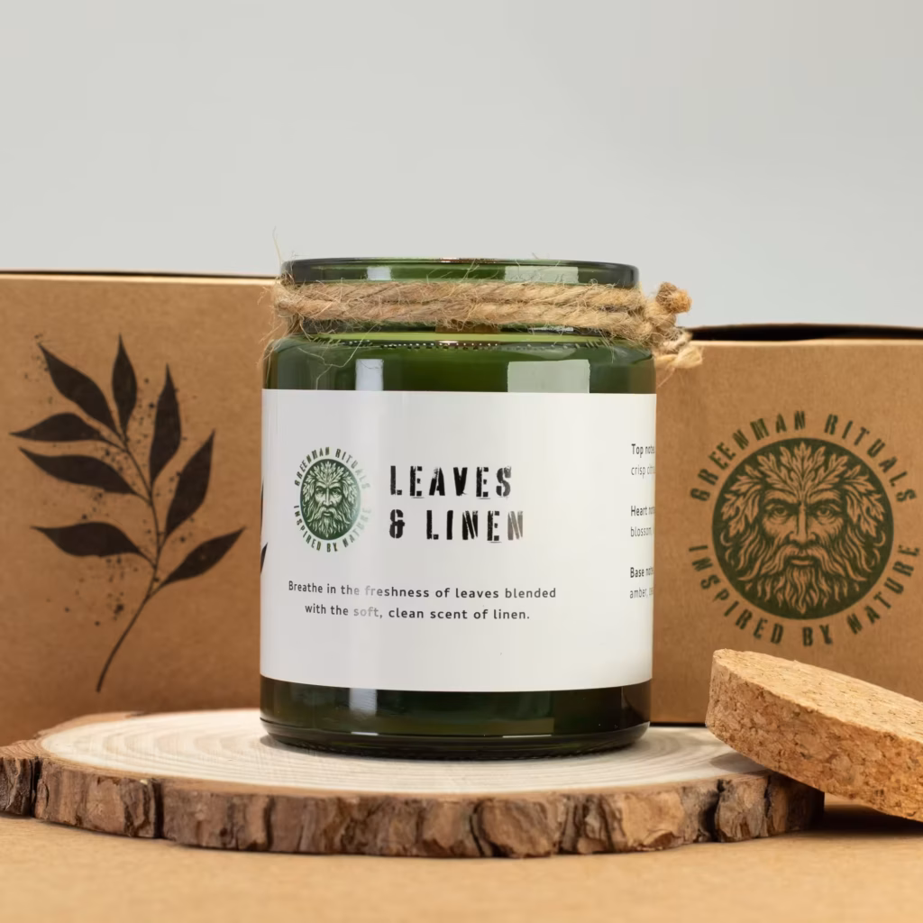 Greenman Woodwick Soy Candle – Leaves & Linen | www.artisangoods.co.uk 5