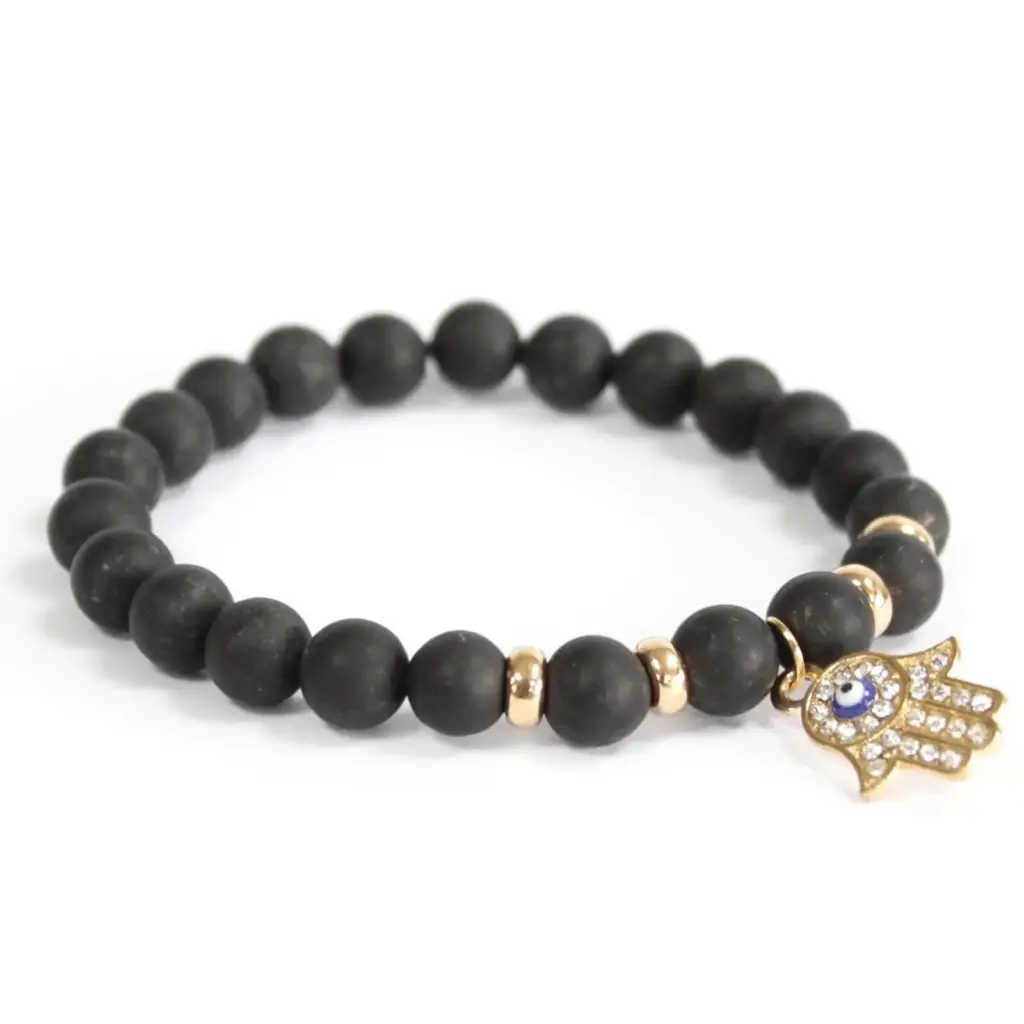 Hamsa / Black Agate – Gemstone Bracelet | www.artisangoods.co.uk 2 Hamsa / Black Agate – Gemstone Bracelet | www.artisangoods.co.uk 2
