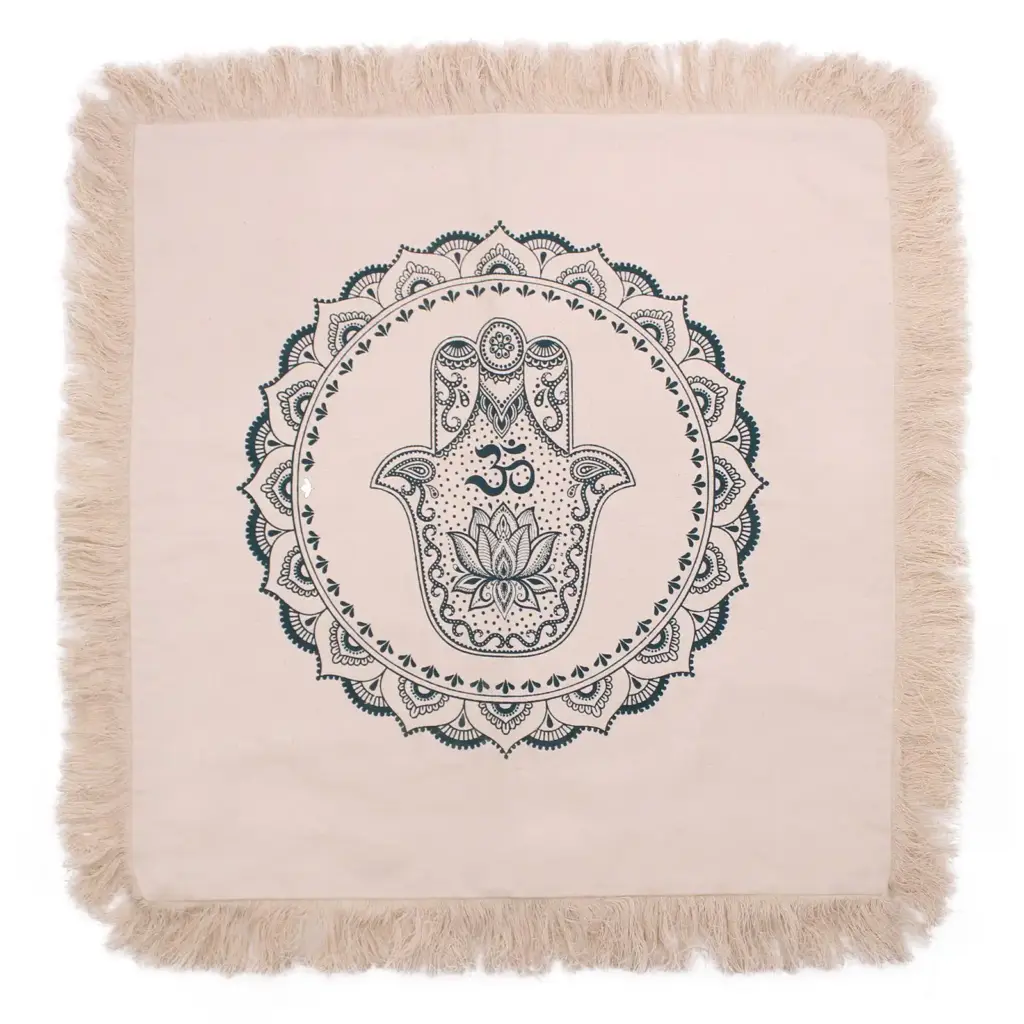 Hamsa Mandala  Cushion – 60x60cm – green | www.artisangoods.co.uk
