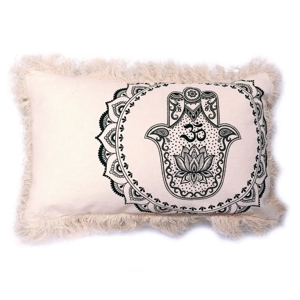 Hamsa Mandala  Cushion Cover – 30x50cm – green | www.artisangoods.co.uk 2