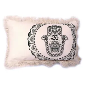 Hamsa Mandala  Cushion Cover – 30x50cm – green | www.artisangoods.co.uk 2