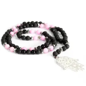Hamsa / Pink & Black – Gemstone Necklace | www.artisangoods.co.uk 3
