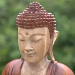 Hand Carved Buddha Statue – 25cm Thinking | www.artisangoods.co.uk 4
