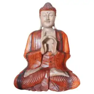 Hand Carved Buddha Statue – 60cm Two Hands | www.artisangoods.co.uk 1