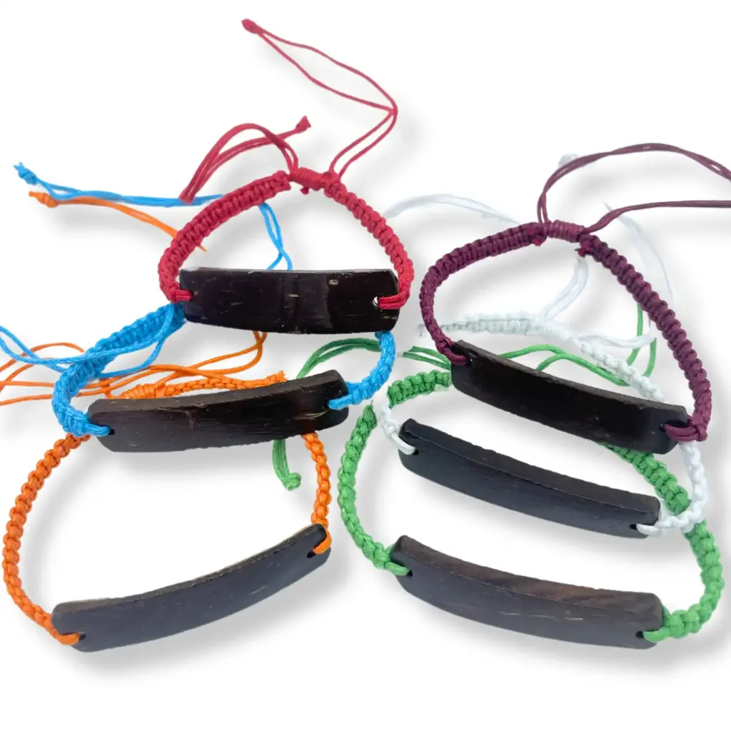 Handmade Friendship Bracelets – Unprinted Custom ready Coconut (asst) | www.artisangoods.co.uk 3