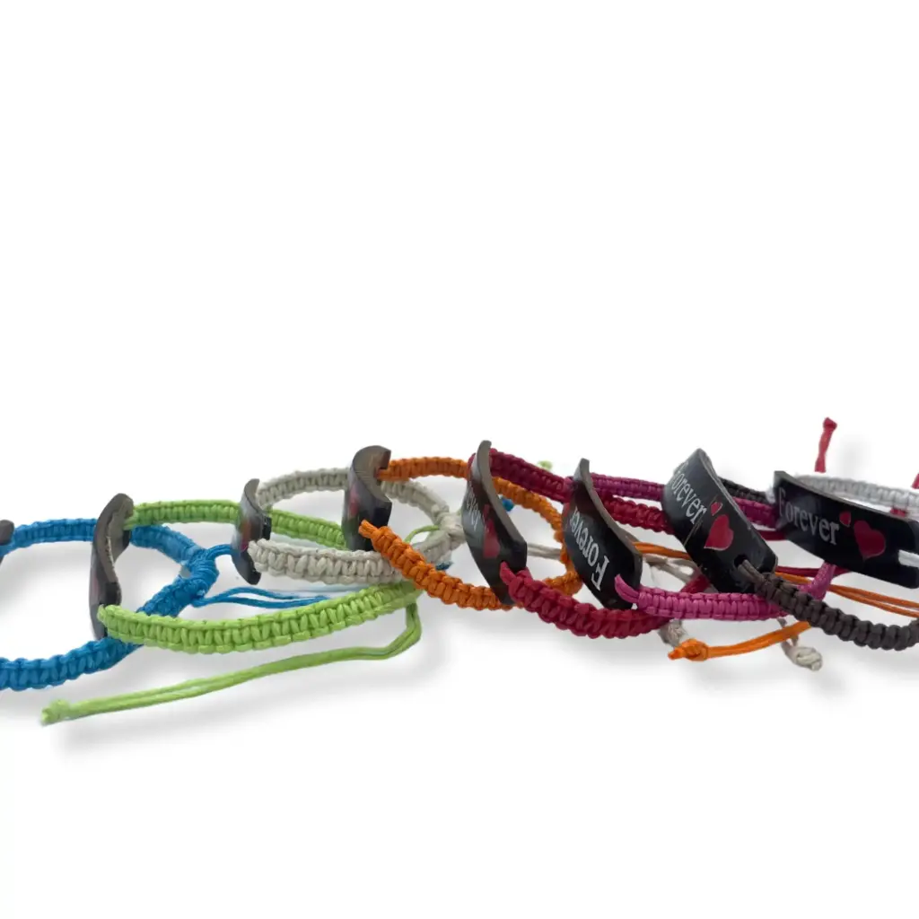 Handmade Friendship Bracelets – Unprinted Custom ready Coconut (asst) | www.artisangoods.co.uk