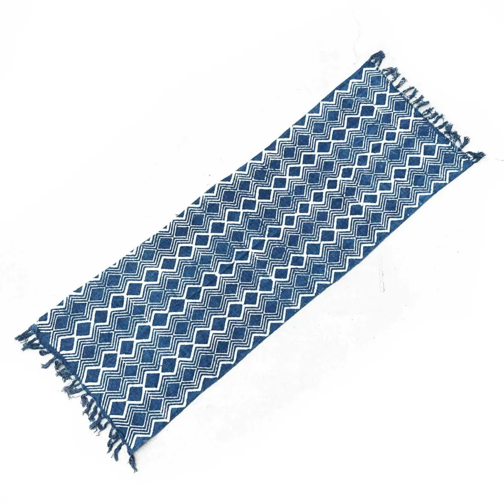 Handmade Indigo Runner – 170x60cm – Heerak Patern | www.artisangoods.co.uk 3 Handmade Indigo Runner – 170x60cm – Heerak Patern | www.artisangoods.co.uk 3