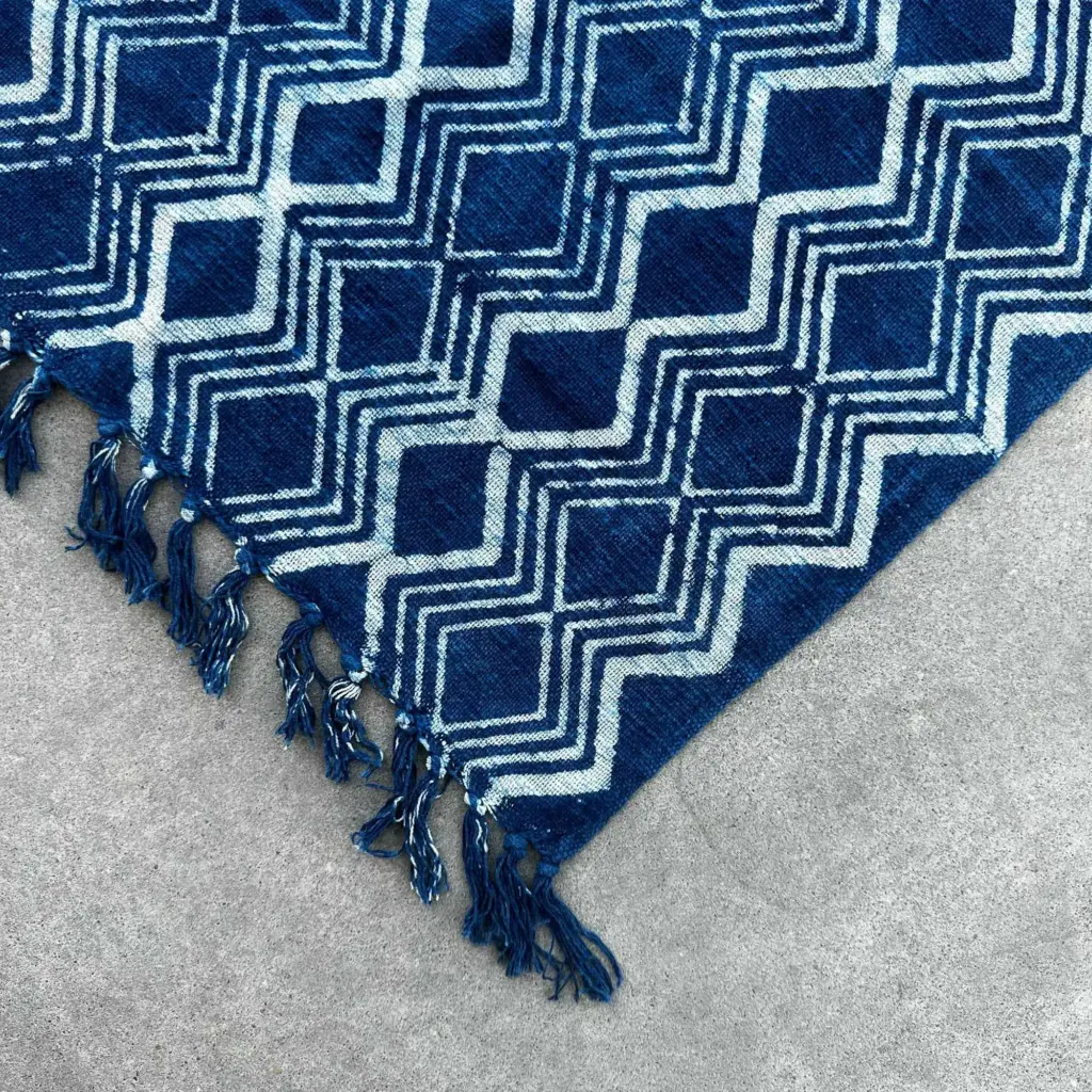 Handmade Indigo Runner – 170x60cm – Heerak Patern | www.artisangoods.co.uk 4 Handmade Indigo Runner – 170x60cm – Heerak Patern | www.artisangoods.co.uk 4