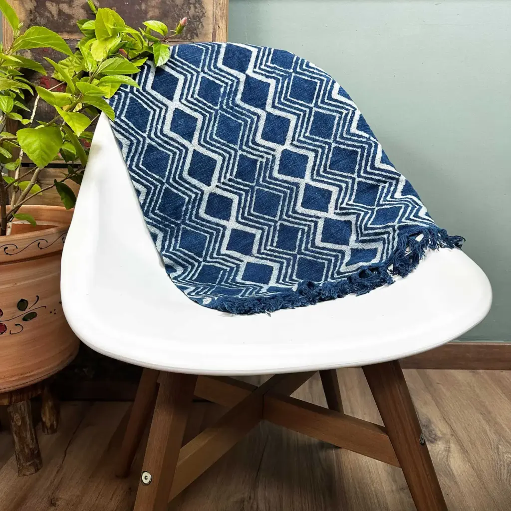 Handmade Indigo Runner – 170x60cm – Heerak Patern | www.artisangoods.co.uk