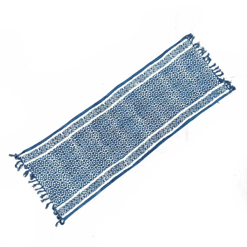 Handmade Indigo Runner – 170x60cm – Madjid Tiles | www.artisangoods.co.uk