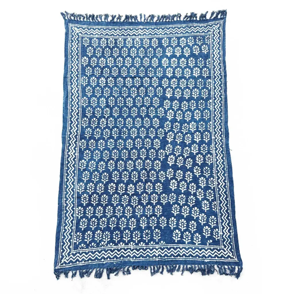 Handmade Indigo Throw – 170x120cm – Chhota Flower | www.artisangoods.co.uk 4 Handmade Indigo Throw – 170x120cm – Chhota Flower | www.artisangoods.co.uk 4