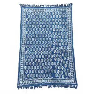 Handmade Indigo Throw – 170x120cm – Chhota Flower | www.artisangoods.co.uk 4