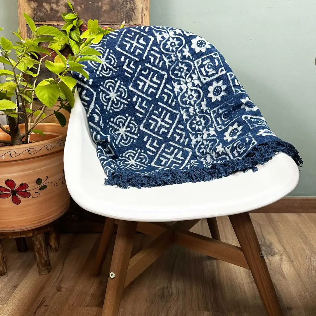 Handmade Indigo Throw – 170x120cm – Desi Stripes | www.artisangoods.co.uk