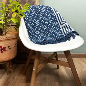 Handmade Indigo Throw – 170x120cm – Kasba Tiles | www.artisangoods.co.uk 3