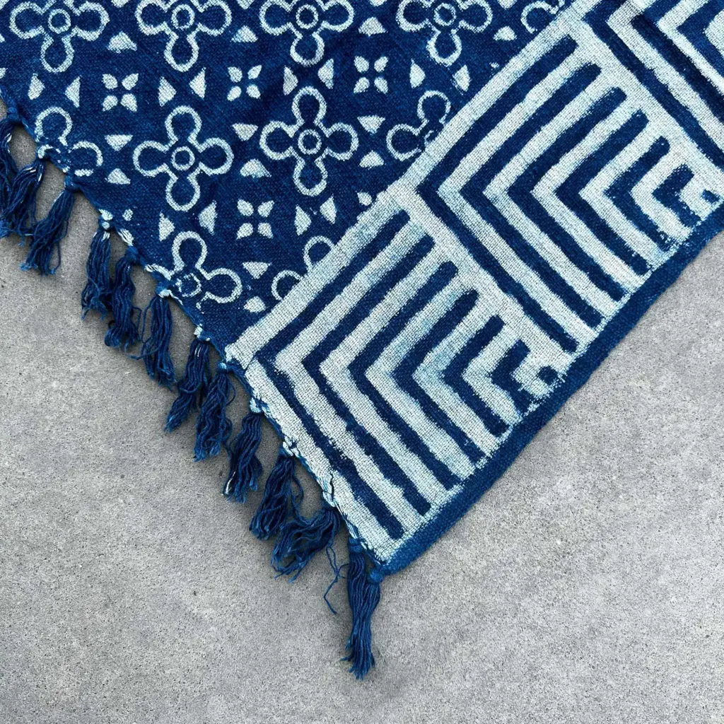 Handmade Indigo Throw – 170x120cm – Kasba Tiles | www.artisangoods.co.uk 4