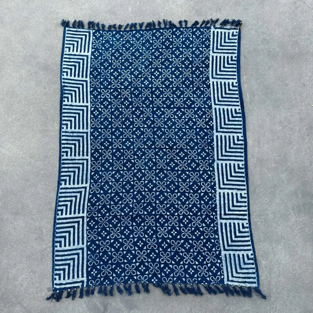 Handmade Indigo Throw – 170x120cm – Kasba Tiles | www.artisangoods.co.uk 2