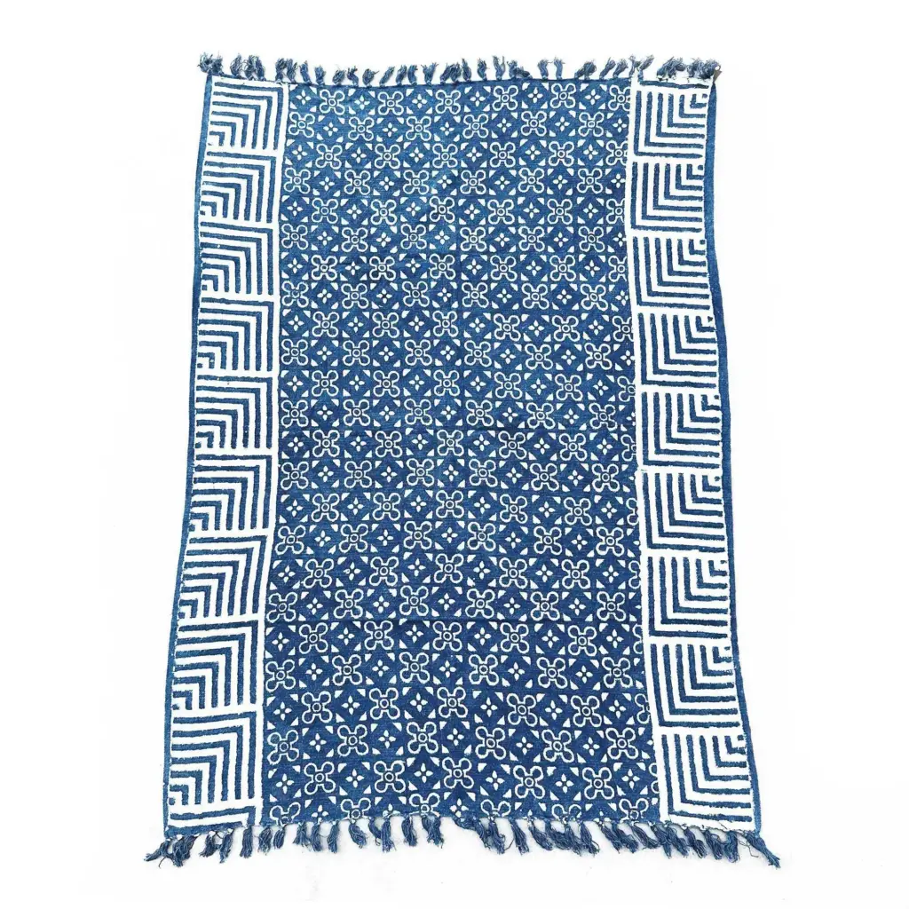 Handmade Indigo Throw – 170x120cm – Kasba Tiles | www.artisangoods.co.uk