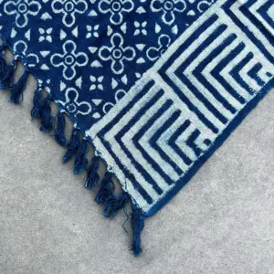 Handmade Indigo Throw – 170x120cm – Kasba Tiles | www.artisangoods.co.uk 4