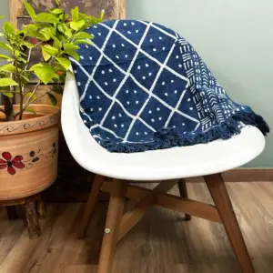 Handmade Indigo Throw – 170x120cm – Midnight Heerak | www.artisangoods.co.uk 2