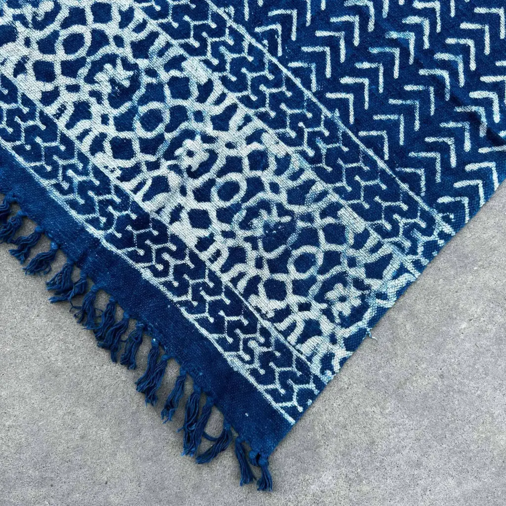 Handmade Indigo Throw – 170x120cm – Seedha Arrows | www.artisangoods.co.uk 3