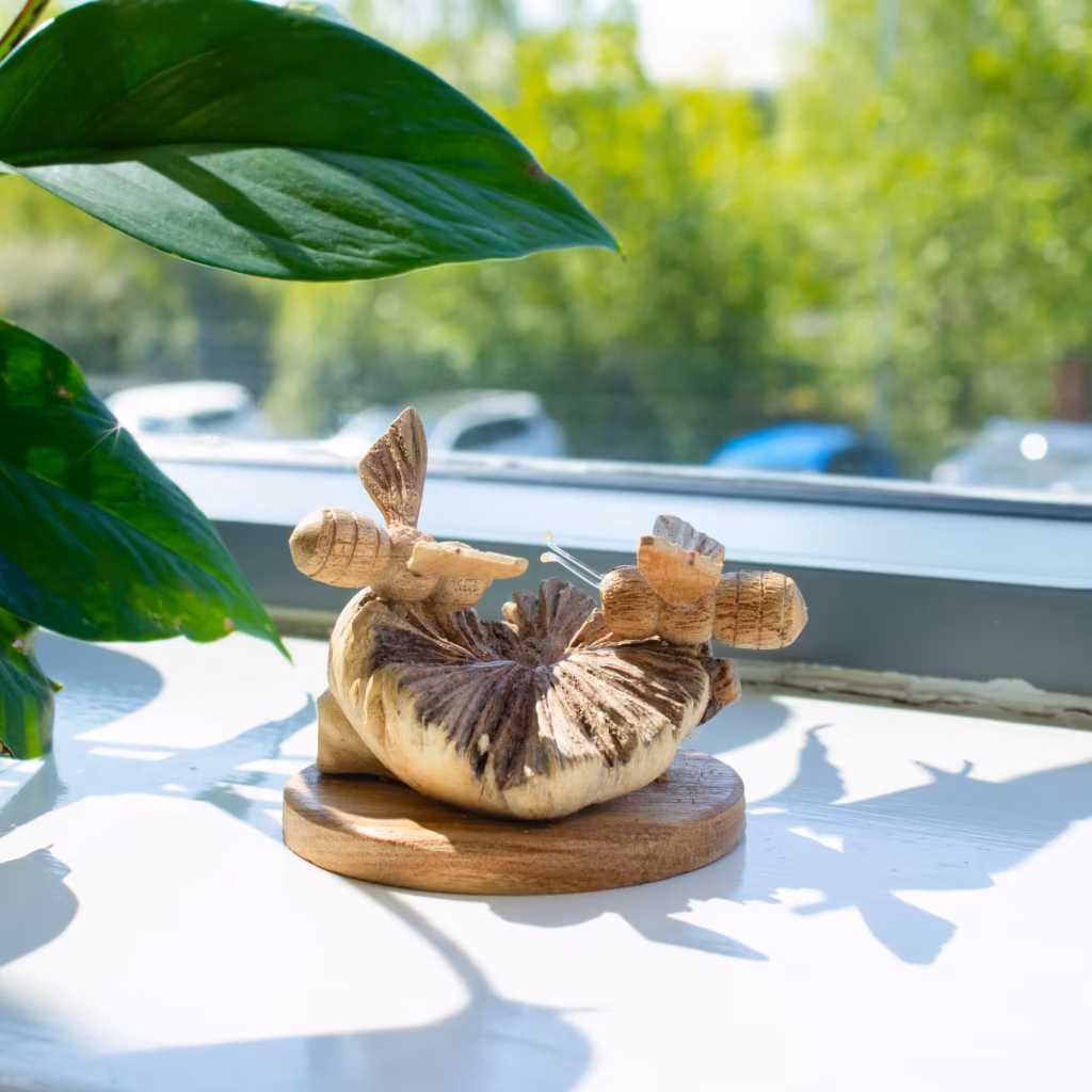 Handmade Parasite Wood Art Carving – Bees in The Works | www.artisangoods.co.uk