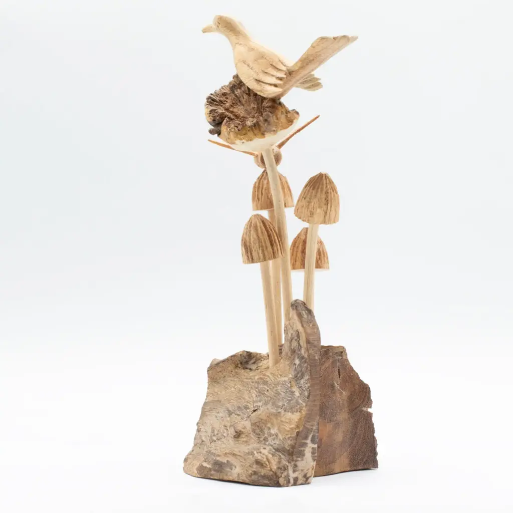 Handmade Parasite Wood Art Carving – Bird & Bee on Mushrooms | www.artisangoods.co.uk 5 Handmade Parasite Wood Art Carving – Bird & Bee on Mushrooms | www.artisangoods.co.uk 5