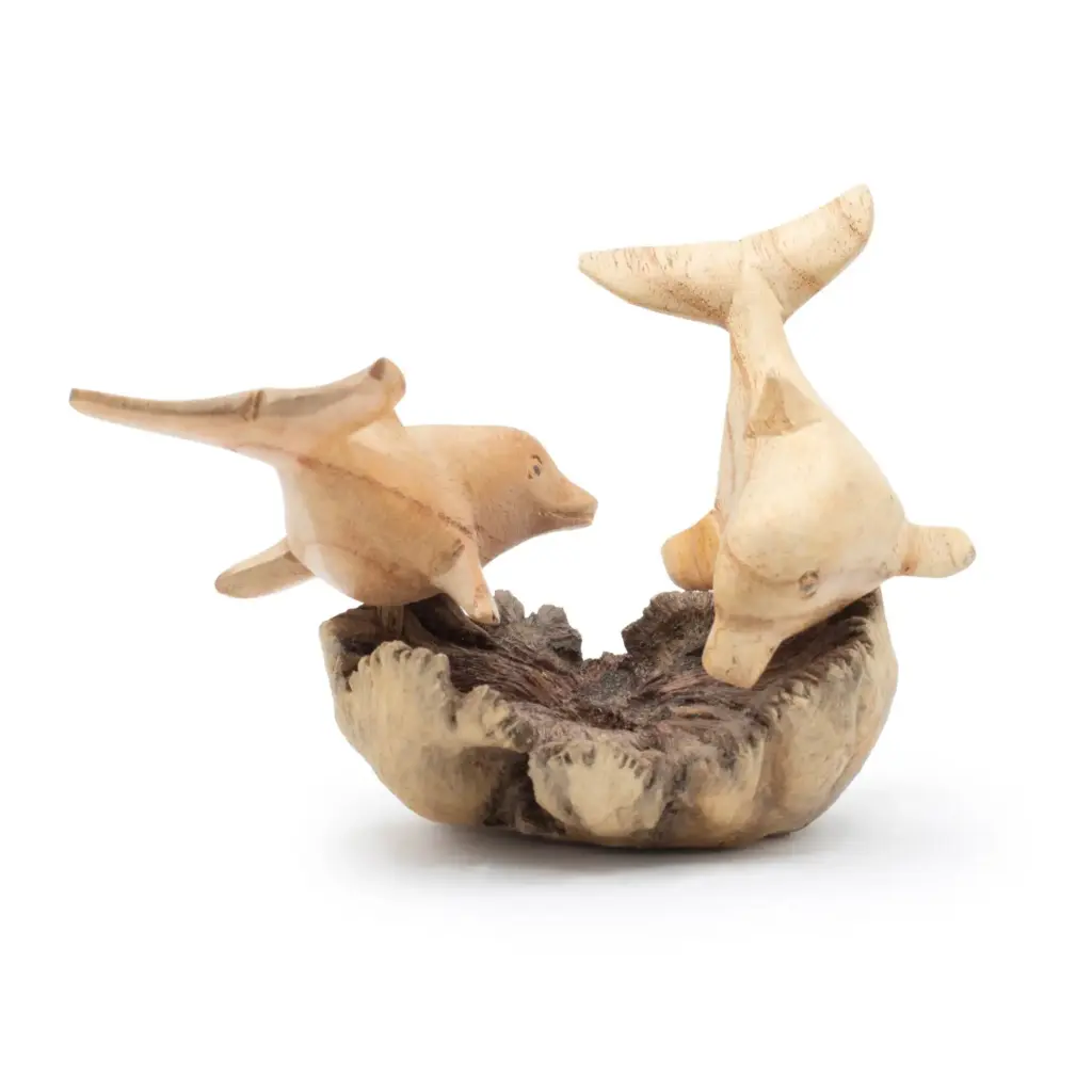 Handmade Parasite Wood Art Carving – Dolphins in Play | www.artisangoods.co.uk Handmade Parasite Wood Art Carving – Dolphins in Play | www.artisangoods.co.uk
