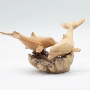 Handmade Parasite Wood Art Carving – Dolphins in Play | www.artisangoods.co.uk 4