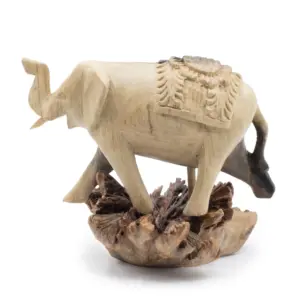 Handmade Parasite Wood Art Carving – Elephant Walking | www.artisangoods.co.uk 3