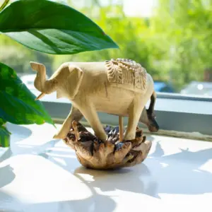 Handmade Parasite Wood Art Carving – Elephant Walking | www.artisangoods.co.uk 2