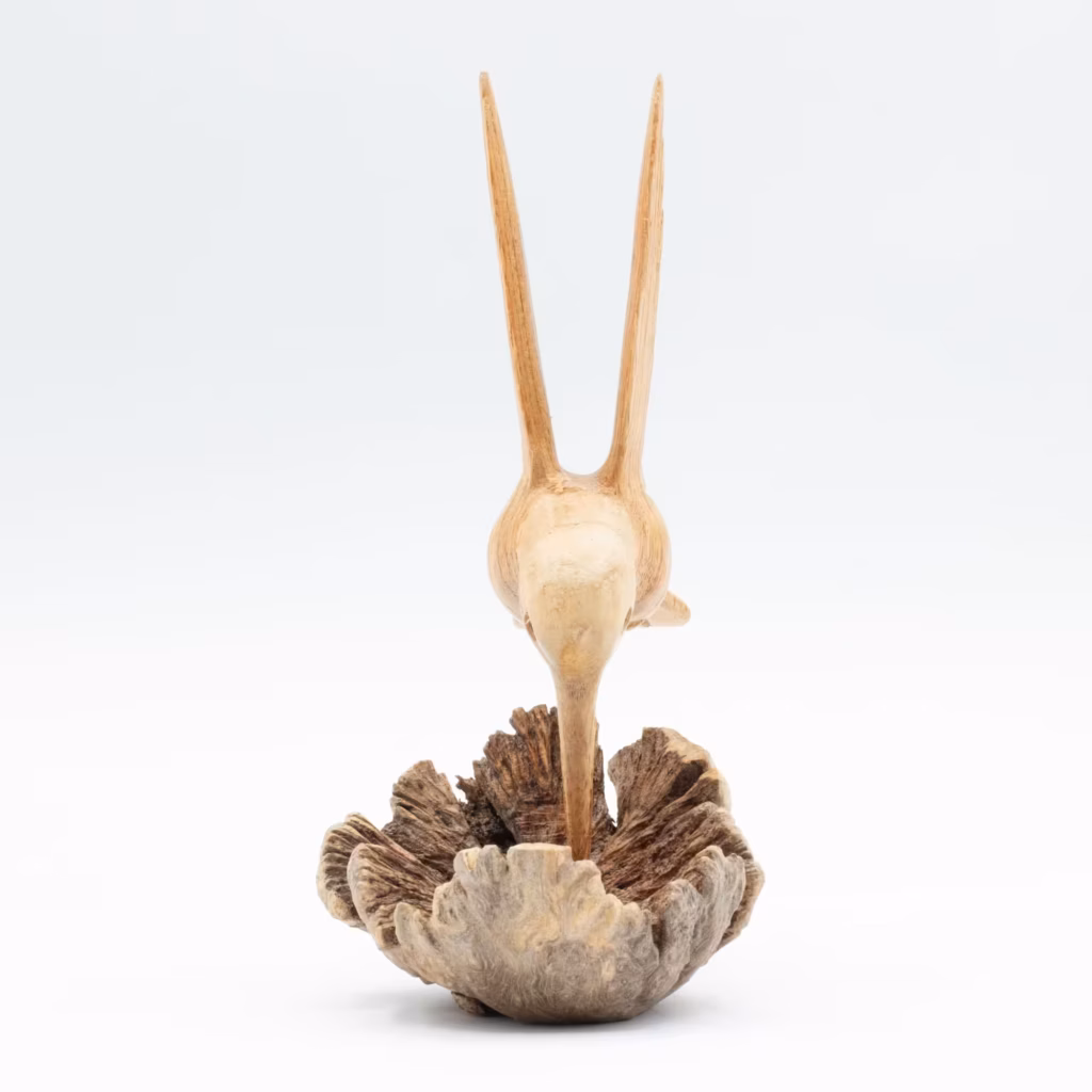 Handmade Parasite Wood Art Carving – Nectar Drinking Hummingbird | www.artisangoods.co.uk 2