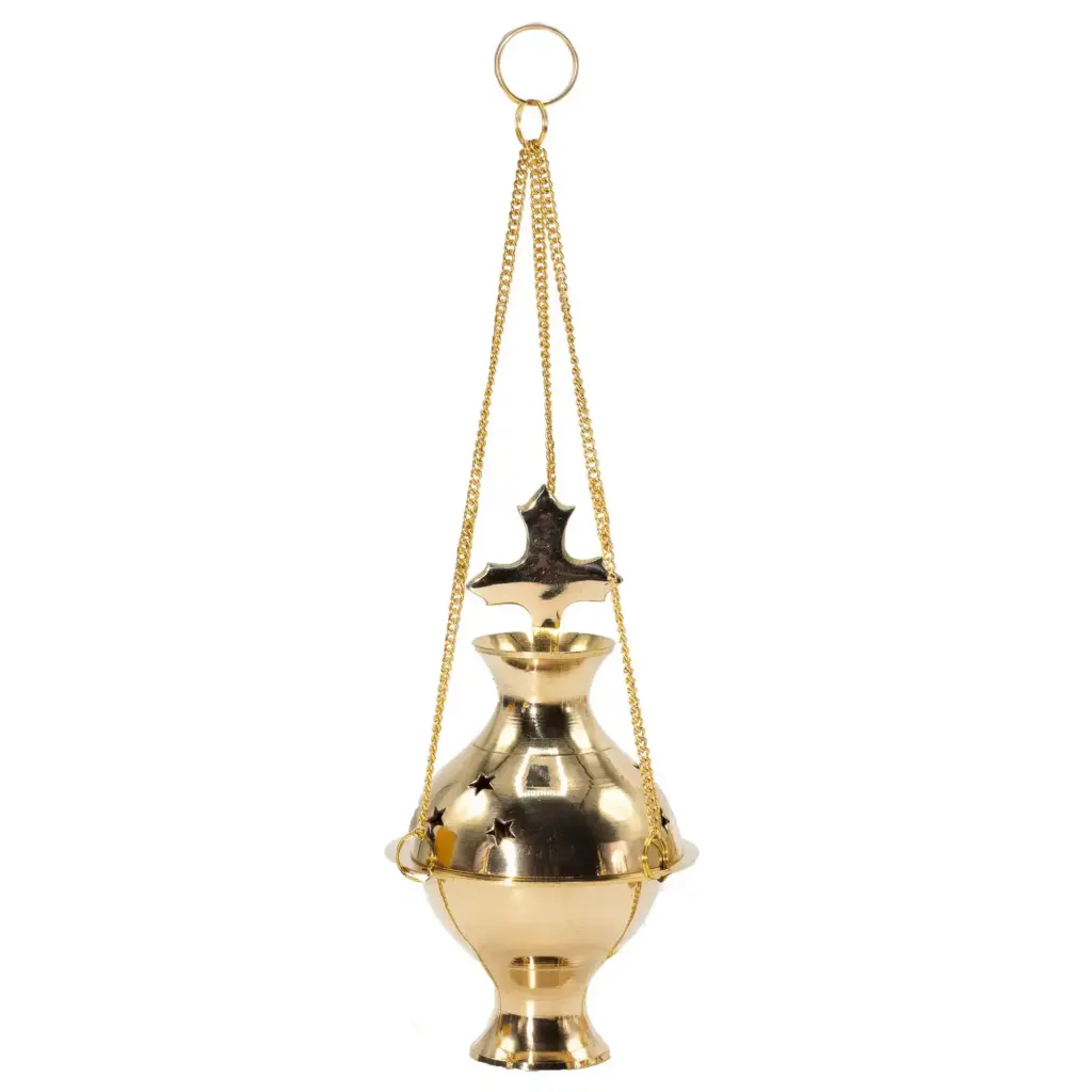 Hanging Brass Incense Burner – Cross | www.artisangoods.co.uk