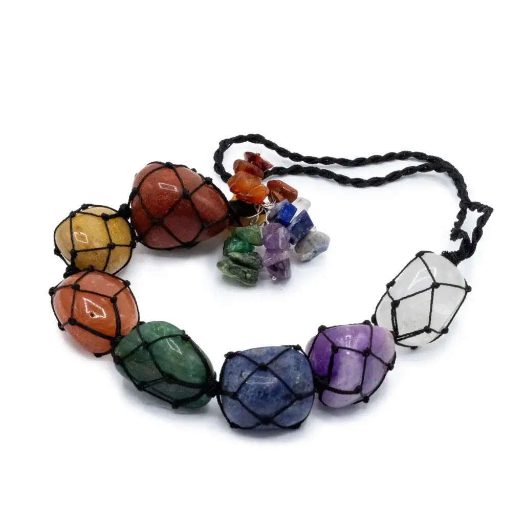 Hanging Chakra Stone Pendant – Seven Chakra Chips | www.artisangoods.co.uk Hanging Chakra Stone Pendant – Seven Chakra Chips | www.artisangoods.co.uk