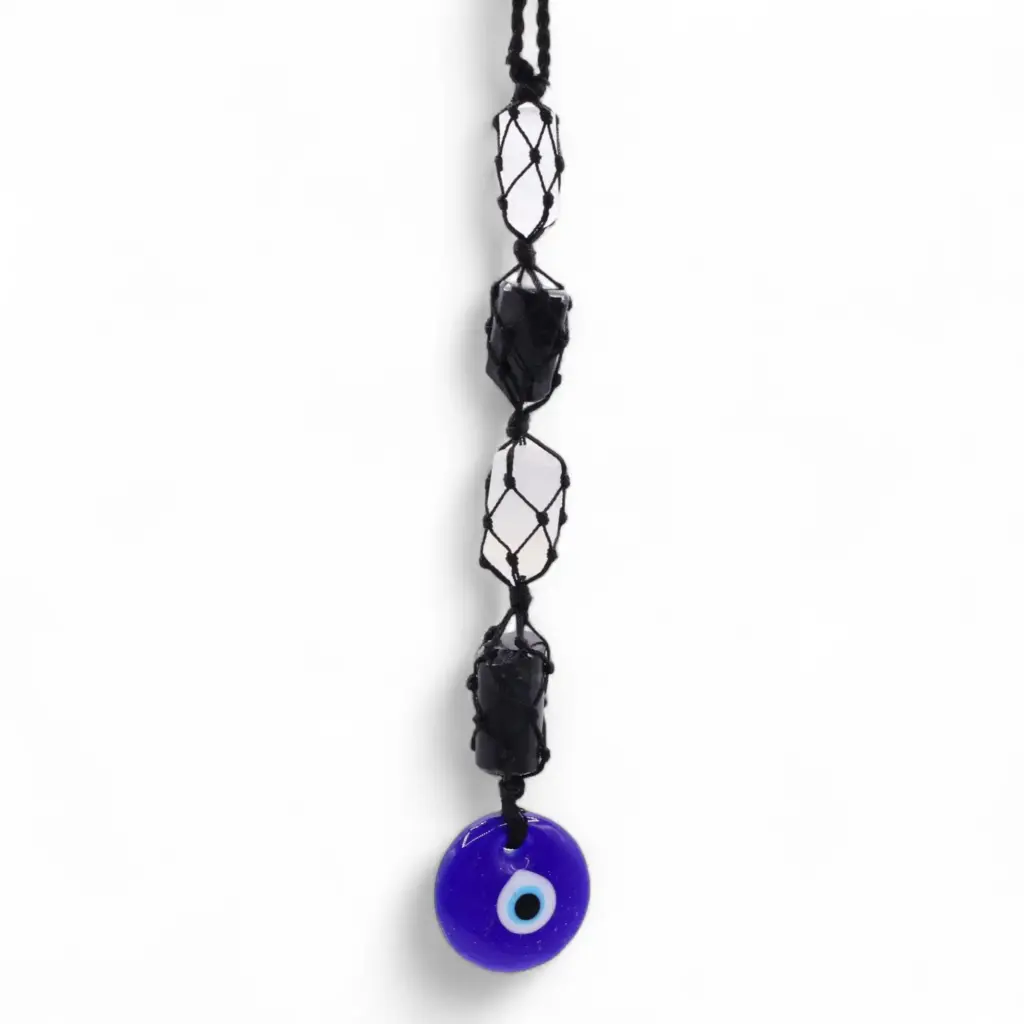 Hanging Stone Pendant – Black Torrmaline & Selonite Tumble- Evil Eye | www.artisangoods.co.uk 3