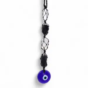 Hanging Stone Pendant – Black Torrmaline & Selonite Tumble- Evil Eye | www.artisangoods.co.uk 3