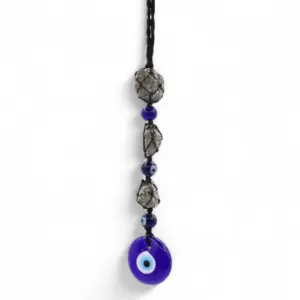 Hanging Stone Pendant – Pirite Stones & Beads- Evil Eye | www.artisangoods.co.uk 2